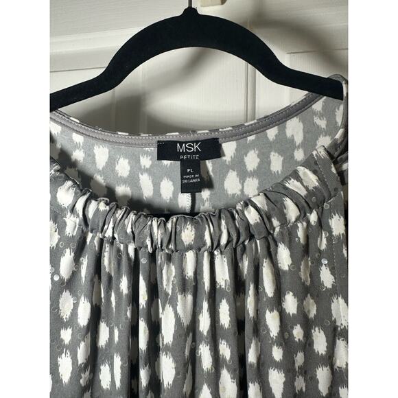 MSK Gray Sleeveless Sequin Dress Size Petite Large - Picture 3 of 5